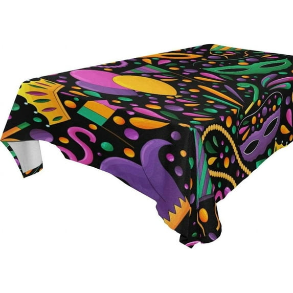 Coolnut Mardi Gras Rectangle Tablecloth, Spill-Proof Polyester Table Cloth, Table Cover for Kitchen Dining Picnic Holiday Party Decoration, 60"x60"