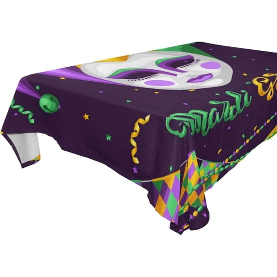 Coolnut Mardi Gras Rectangle Tablecloth, Spill-Proof Polyester Table Cloth, Table Cover for Kitchen Dining Picnic Holiday Party Decoration, 60"x60"