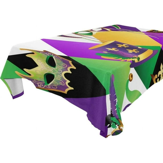 Coolnut Mardi Gras Rectangle Tablecloth Spill-Proof Polyester Table Cloth Table Cover for Kitchen Dining Picnic Holiday Party Decoration,60"x90"