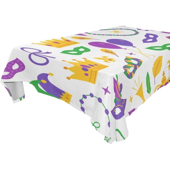 Coolnut Mardi Gras Rectangle Tablecloth Spill-Proof Polyester Table Cloth Table Cover for Kitchen Dining Picnic Holiday Party Decoration,60"x90"