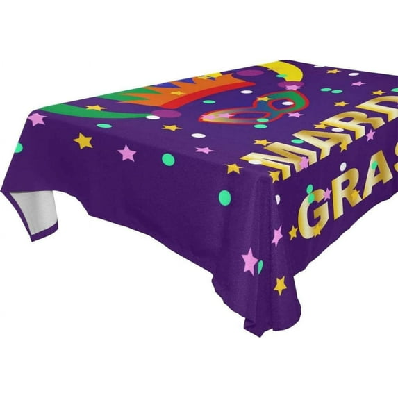 Coolnut Mardi Gras Rectangle Tablecloth Spill-Proof Polyester Table Cloth Table Cover for Kitchen Dining Picnic Holiday Party Decoration,60"x90"