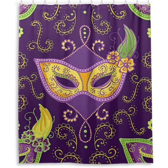 Coolnut Mardi Gras Shower Curtain Bathroom Decor Watercolor Shower Curtain Sets Fabric Cloth Bathroom Curtains with Hooks 60x72 Inch