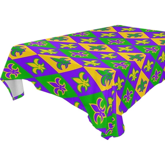 Coolnut Mardi Gras Tablecloth Rectangle Colorful Table Cloth Large Square Table Cover for Dining Kitchen Party 60"x60" Decor Gift
