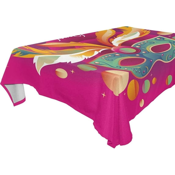 Coolnut Mardi Gras Tablecloth, Waterproof Washable Polyester Square Table Cover, Durable Tablecloth for Kitchen Dining Table Party Decor, 54"X 72"
