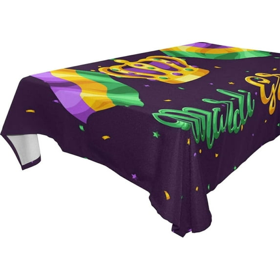 Coolnut Mardi Gras Tablecloth, Waterproof Washable Polyester Square Table Cover, Durable Tablecloth for Kitchen Dining Table Party Decor, 54"X 72"