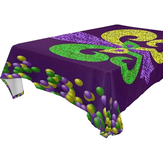 Coolnut Mardi Gras Tablecloth, Waterproof Washable Polyester Square Table Cover, Durable Tablecloth for Kitchen Dining Table Party Decor, 54"x54"