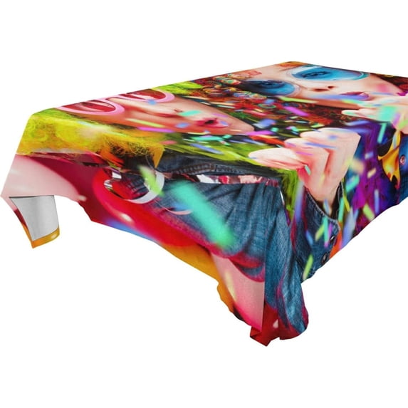 Coolnut Mardi Gras Tablecloth, Waterproof Washable Polyester Square Table Cover, Durable Tablecloth for Kitchen Dining Table Party Decor, 54"x54"