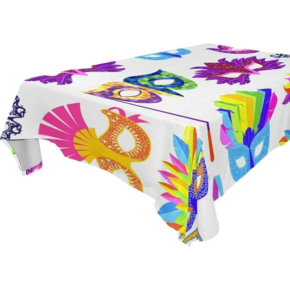 Coolnut Mardi Gras Tablecloth, Waterproof Washable Polyester Square Table Cover, Durable Tablecloth for Kitchen Dining Table Party Decor, 54"x54"