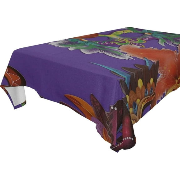 Coolnut Mardi Gras Tablecloth 60"x108", Waterproof Washable Polyester Square Table Cover, Durable Tablecloth for Kitchen Dining Table Party Decor
