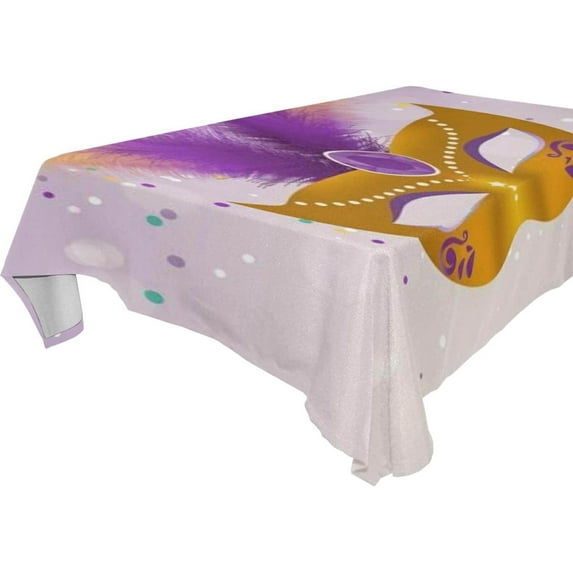 Coolnut Mardi Gras Tablecloth, Waterproof Washable Polyester Square Table Cover, Durable Tablecloth for Kitchen Dining Table Party Decor, 60"X 120"