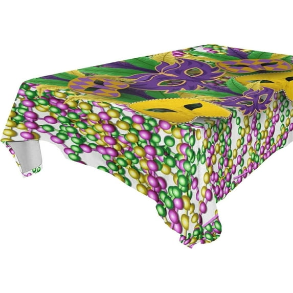Coolnut Mardi Gras Tablecloth, Waterproof Washable Polyester Square Table Cover, Durable Tablecloth for Kitchen Dining Table Party Decor, 60"X 120"