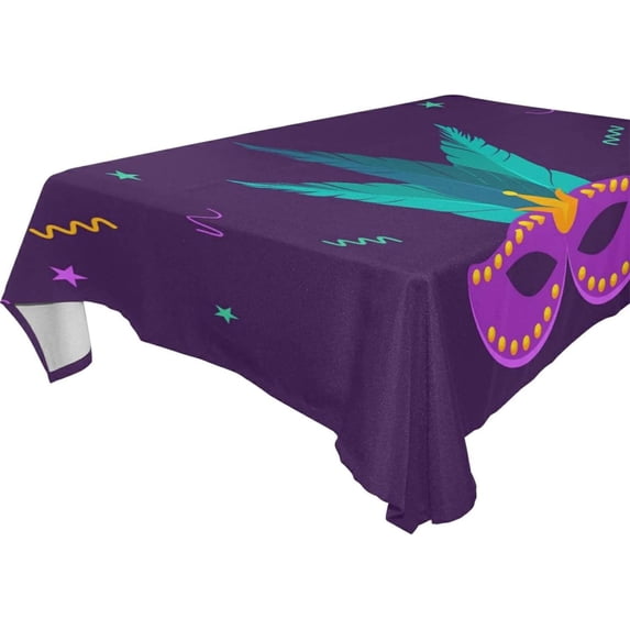 Coolnut Mardi Gras Tablecloth, Waterproof Washable Polyester Square Table Cover, Durable Tablecloth for Kitchen Dining Table Party Decor, 60"X 90"