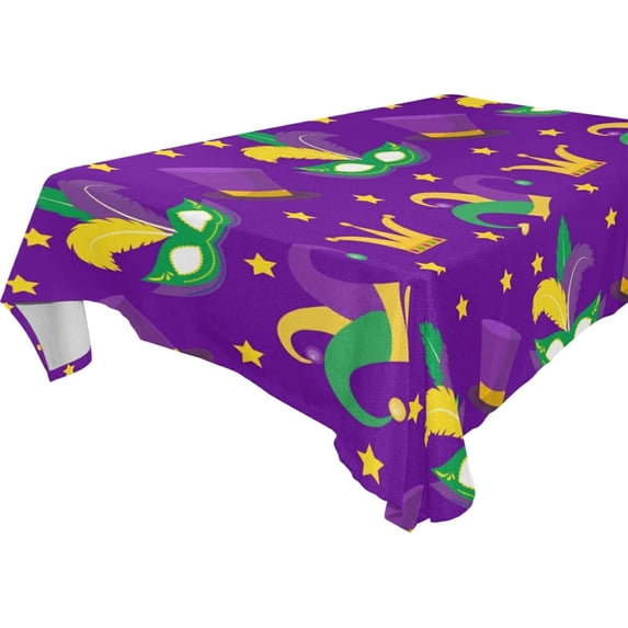 Coolnut Mardi Gras Tablecloth, Waterproof Washable Polyester Square Table Cover, Durable Tablecloth for Kitchen Dining Table Party Decor, 60"X 90"