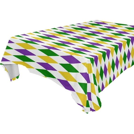 Coolnut Mardi Gras Tablecloth, Waterproof Washable Polyester Square Table Cover, Durable Tablecloth for Kitchen Dining Table Party Decor, 60"X 90"