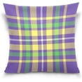 thumbnail image 1 of Coolnut Mardi Gras Tartan Plaid Pillow Covers Soft Crystal Velvet Decor Giftsative Cushion Covers Square Throw Pillow Covers Home Decor Gifts for Sofa, 16×16 Inch, 1 of 7