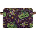 thumbnail image 1 of Coolnut Mardi Gras Theme Storage Basket Foldable Storage Bin, Canvas Rectangular Storage Basket with Leather Handles for Home Closet & Office Decor Gifts, 1 of 7