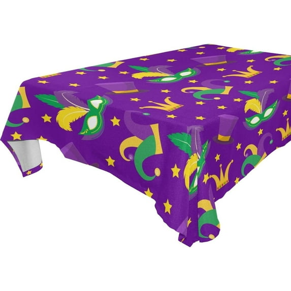 Coolnut Mardi Gras Theme Tablecloth Rectangle Colorful Table Cloth Large Square Table Cover for Dining Kitchen Party 54"x54" Decor Gift