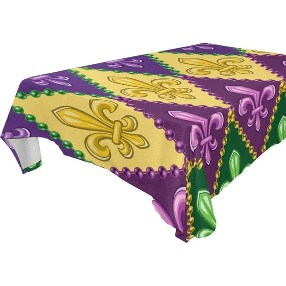 Coolnut Mardi Gras Vivid Tablecloth Rectangle Colorful Table Cloth Large Square Table Cover for Dining Kitchen Party 60"x108" Decor Gift