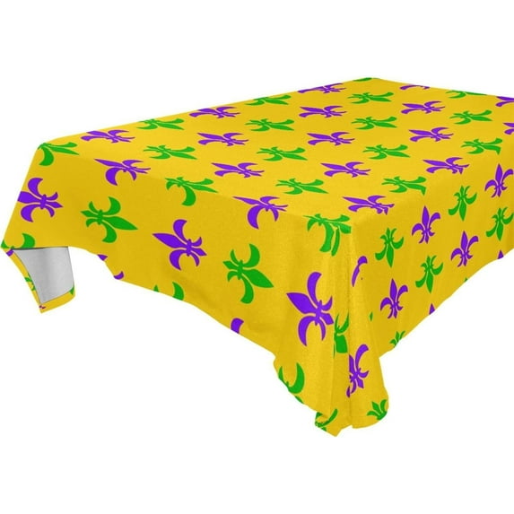 Coolnut Mardi Gras Yellow Tablecloth Rectangle Colorful Table Cloth Large Square Table Cover for Dining Kitchen Party 60"x120" Decor Gift