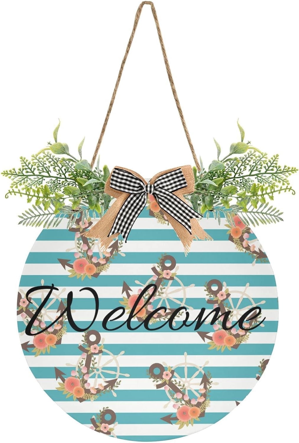 Coolnut Marine Anchors Welcome Sign for Front Door, Round Sign Hanging ...