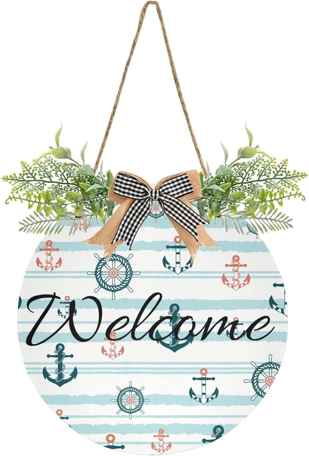 Coolnut Marine Anchors Welcome Sign for Front Door, Round Sign Hanging ...