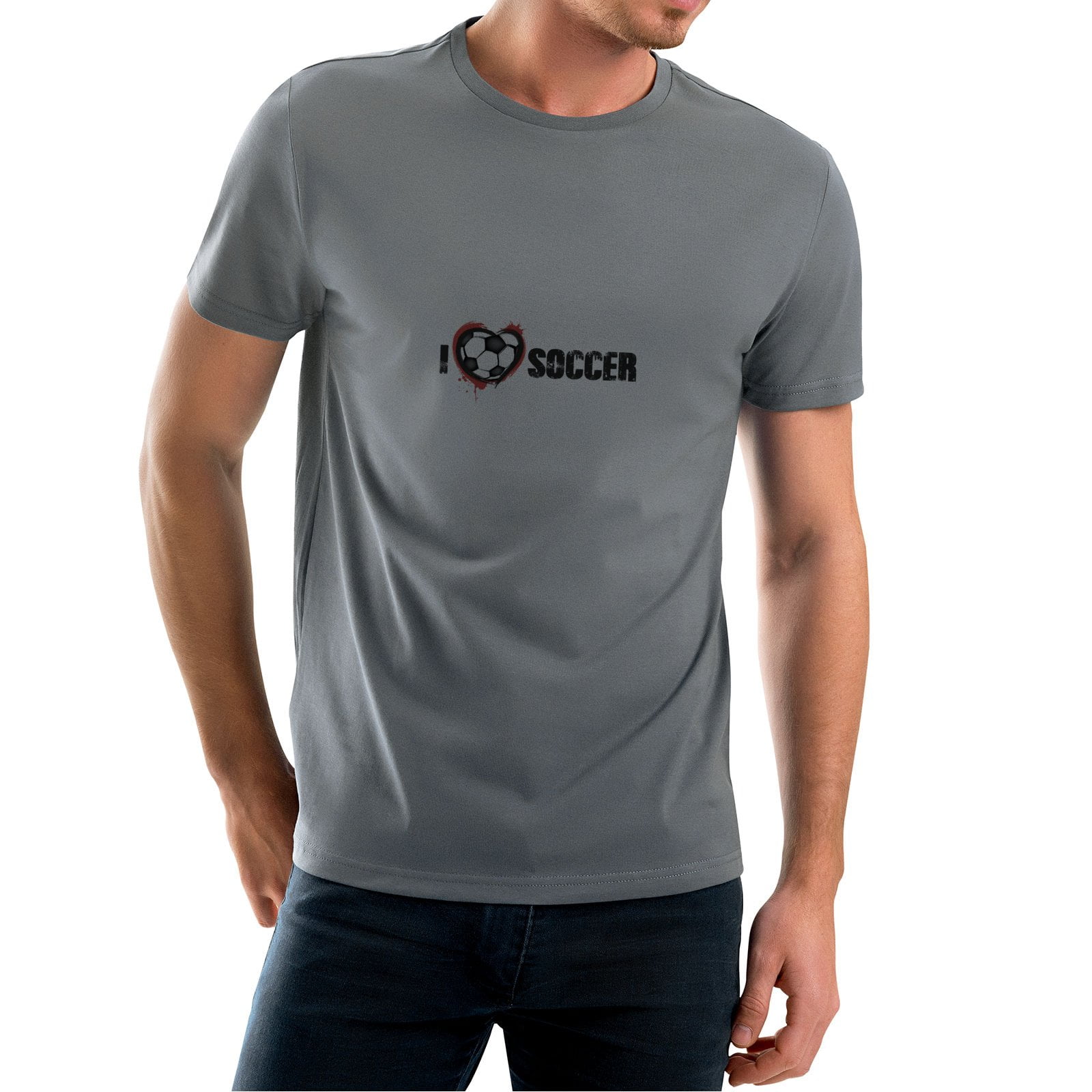 Coolnut Men's T Shirt Odor Protection Short, I Love Soccer Mens Short