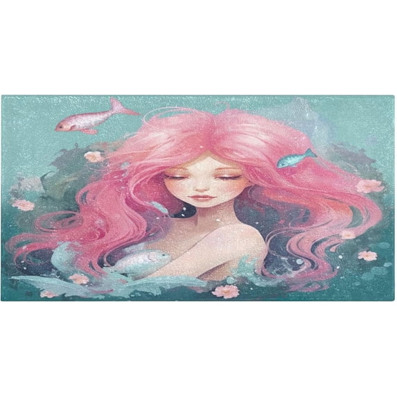 Coolnut Mermaid Kitchen Mat Soft and Absorbent Bath Mats for Bathroom Non Slip Quick Dry Shaggy Bath Carpet Machine Wash for Kitchen Bathroom Shower 39x20 in Home Decor