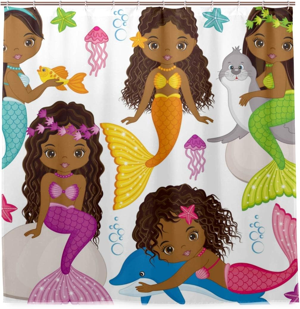 Coolnut Mermaids Dolphin Bath Shower Curtain Liners 72"x72", Polyester