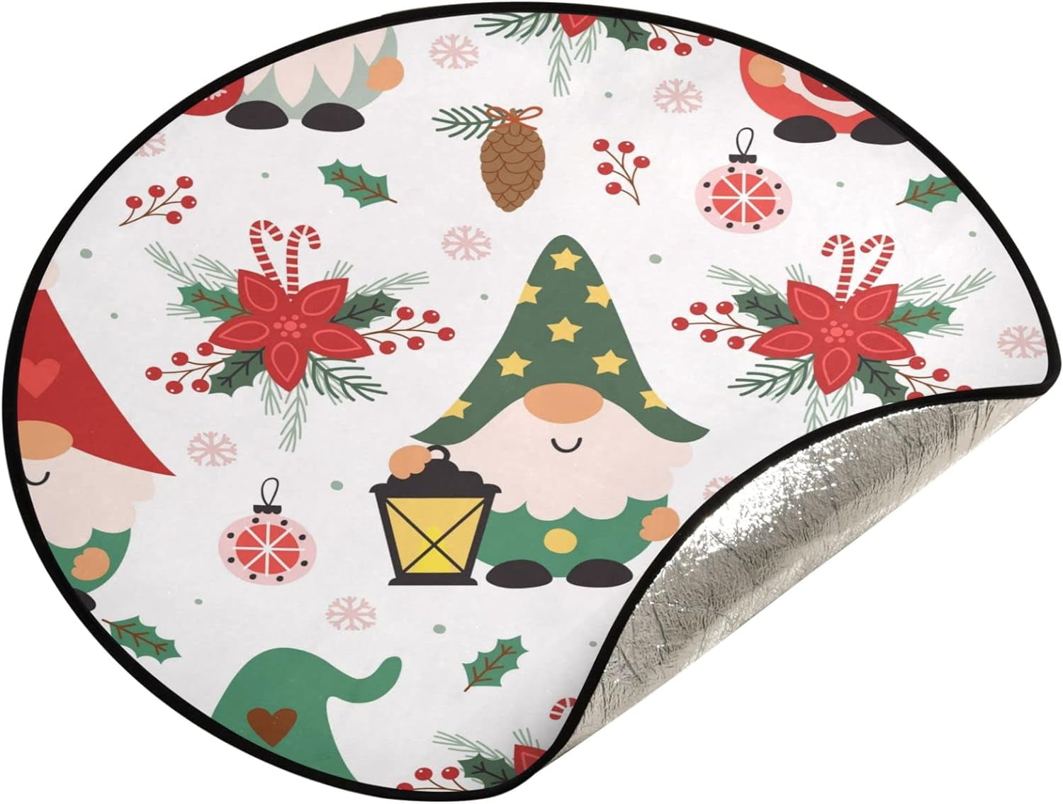 Coolnut Merry Christmas Gnomes Christmas Tree Mats Waterproof Tree