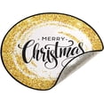 thumbnail image 1 of Coolnut Merry Christmas Golden Shining Christmas Tree Mats Waterproof Tree Skirt, Glitter Xmas Tree Stand Tray Mat Floor Protector Pad for Holiday Party Decoration, 28.3", 1 of 6