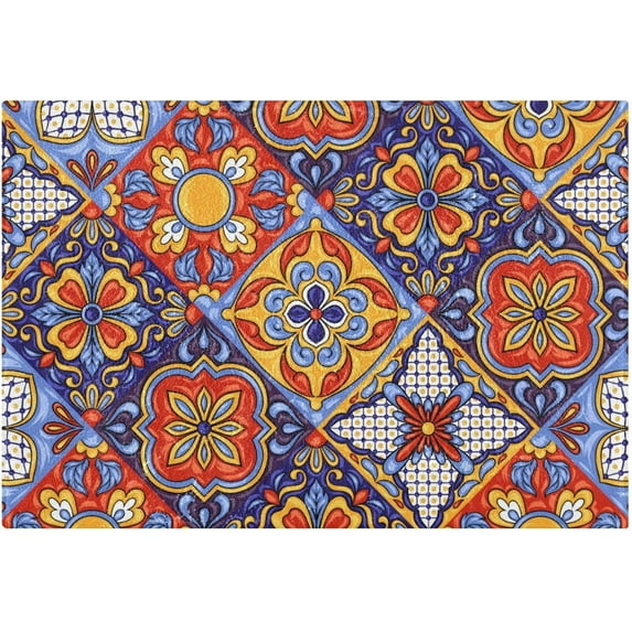 Coolnut Mexican Ceramic Anti-Slip Ultra Absorbent Durable Bath Rug with Rubber Backing,24"x16"
