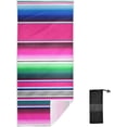 thumbnail image 1 of Coolnut Mexican Serape Blanket Stripes Beach Towel, Sand Free Super Absorbent Oversized Travel Towel with Mesh Bag for Beach, Camping, Swimming, Holiday, 30 x 60 Inch Washcloth Gift, 1 of 7