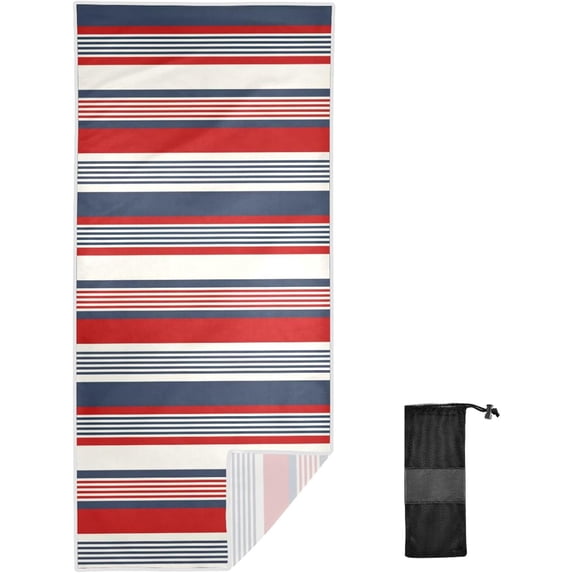 Coolnut Mexican Serape Blanket Stripes Beach Towel, Sand Free Super Absorbent Oversized Travel Towel with Mesh Bag for Beach,Camping, Swimming, Holiday, 31"x 71"