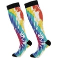 thumbnail image 1 of Coolnut Mexican Serape Blanket Stripes Compression Socks Women Men Knee High Stockings for Sports, Running, Travel 1Pair Gift, 1 of 7