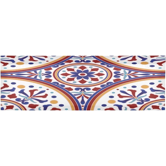 Coolnut Mexican Talavera Ceramic Tile Pattern Valance Curtains for Kitchen or Bathroom, Valances Window Treatment Rod Pocket Drape 54x18inch Light Filtering Living Room Bedroom126 Home Decor
