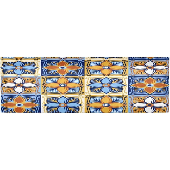 Coolnut Mexican Talavera Ceramic Tile Pattern Valance Curtains for Kitchen or Bathroom,Valances Window Treatment Rod Pocket Drape 54x18inch Light Filtering Living Room Bedroom Decor115