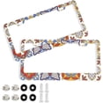 thumbnail image 1 of Coolnut Mexican Talavera License Plate Frames 2pcs, Aluminum Universal Car License Plate Holder with Round Hole for US Vehicles, 12"x 6", 1 of 7