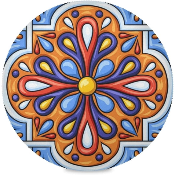 Coolnut Mexican Talavera Round Placemats Durable Non-Slip Table Mat Heat and Stain Resistant Placemat for Kitchen Table Outdoor BBQ Activities(1PCS) Home Decor Gifts