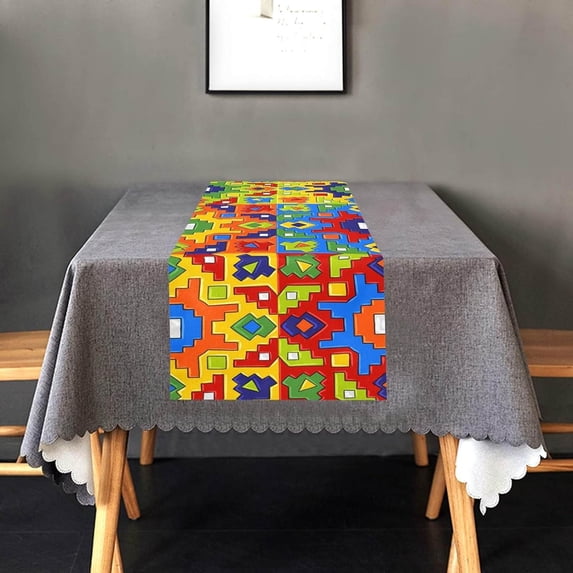 Coolnut Mexican Talavera Table Runner 14"x108", Kitchen Dining Table Cloth Runner Decoration for Indoor Outdoor Home Holiday Thanksgiving Christmas Party Decor
