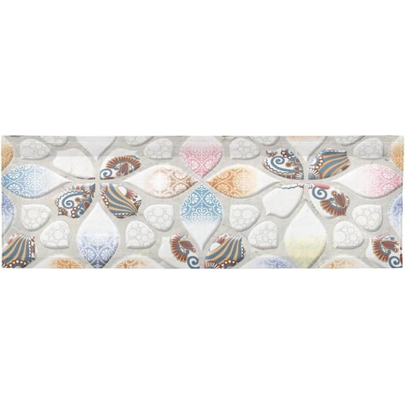 Coolnut Moroccan Tiles Valance Curtains for Kitchen or Bathroom, 54x18in Valances Window Treatment Rod Pocket Drape Light Filtering Living Room Bedroom Decor