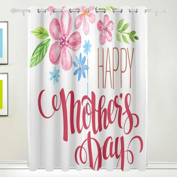 Coolnut Mother's Day Blackout Curtain for Bedroom, 2 Panels Thermal Insulated Blackout Drapes Long Darkening Curtains with Grommets,55"x 72"