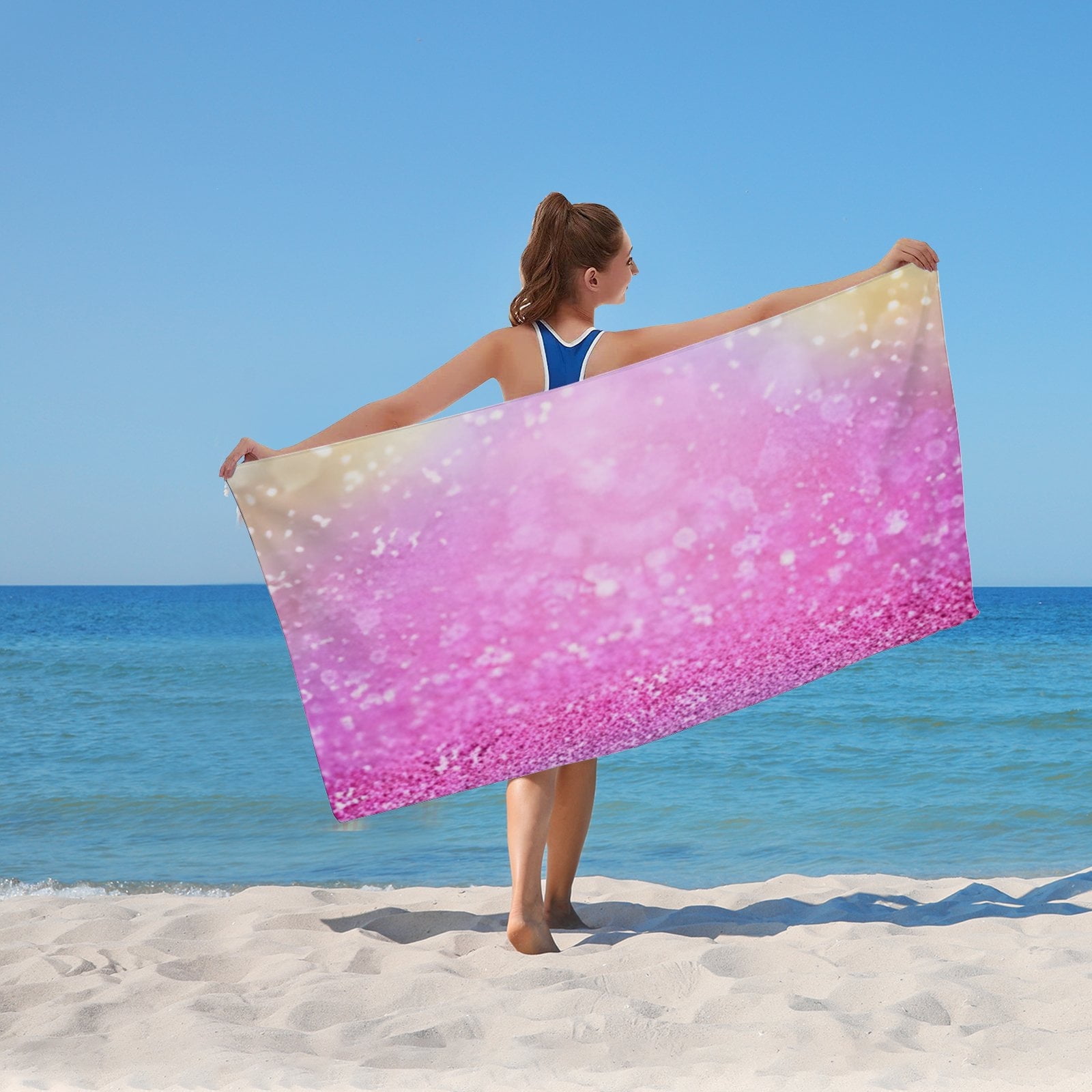 Coolnut Multicolor Sparkle Background Bath Towel Soft Beach Towels Absorbent and Lightweight Sand Free Beach Towels for Bathroom Beach Walmart