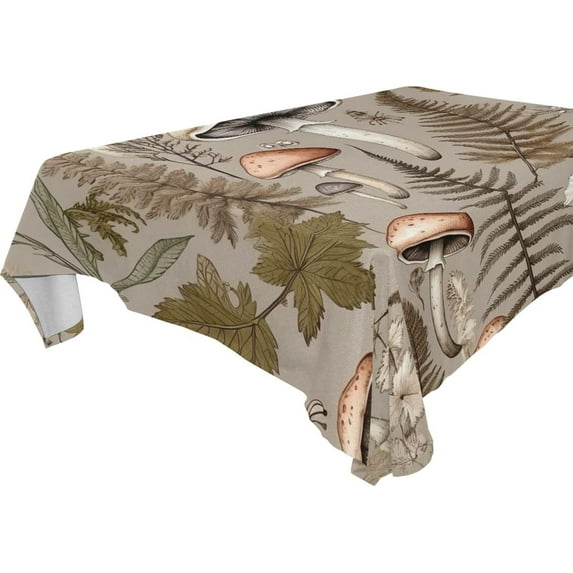 Coolnut Mushroom Brown Rectangle Tablecloth Waterproof Polyester Table Clothative Stain Resistant & Wrinkle Resistant Washable Table Cover for Dining Table/Party/Camping 54x54 Inch Decor Gift