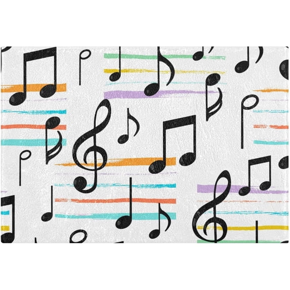 Coolnut Music Notes Anti-Slip Ultra Absorbent Durable Bath Rug with Rubber Backing,24"x16"