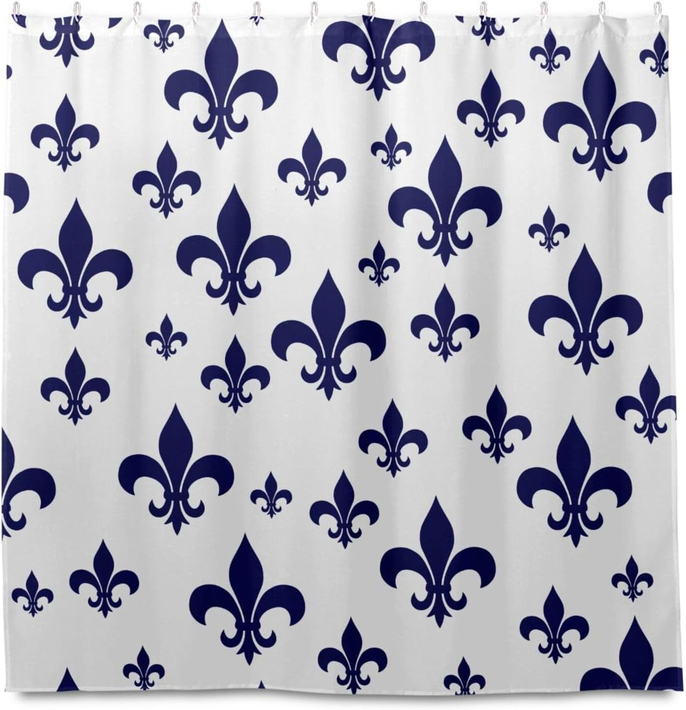 Coolnut Navy Blue Fleurdelis Shower Curtain 72x72 Inch Waterproof