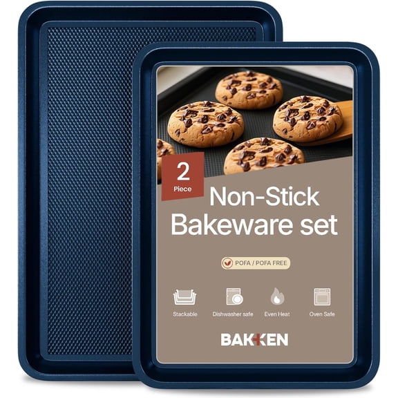 Bakken Diamond Bottom Cookie Sheet Set of 2, Nonstick Carbon Steel Baking Pans, Stackable, Oven Safe 450F, Small & Medium