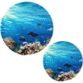 thumbnail image 1 of Coolnut Ocean Pot Holder Set of 2, Heat Resistant Round Cotton Hot Pads Table Mats Trivets for Hot Dishes/Pot/Bowl/Teapot/Hot Pot Holders, 7" + 9.45", 7 Inch + 9 Inch, 1 of 7