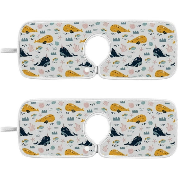 Coolnut Ocean Whales Summer Sink Splash Guard for Faucet 2 Packs Faucet Absorbent Mats, Fish Underwater Faucet Handle Drip Catcher Quickly Drying Mat for Kitchen Counter Bathroom, 30"x5.5"