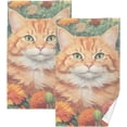 thumbnail image 1 of Coolnut Orange Cat Flowers Bathroom Towels 2 Pieces 16×28 inches, Cotton Bath Towel Water Absorbent Lightweight Quickdry Towels for Bathroom Ktichen Travel Gym, 1 of 6