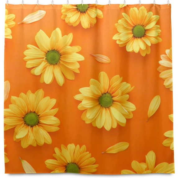 Coolnut Orange Gerbera Shower Curtain Bathroom Decor Watercolor Shower Curtain Sets Fabric Cloth Bathroom Curtains with Hooks 72x72 Inch